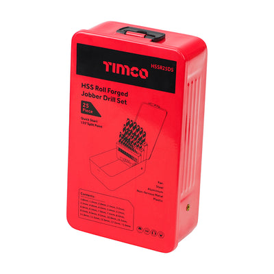TIMco Roll Forged Jobber Drills Set HSS - 25 pieces - 1 Case