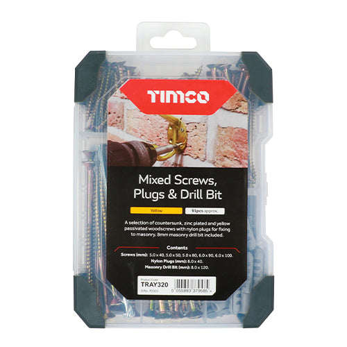 TIMco Screws, Plug & Drill Bit Gold Mixed Tray - 91pcs - 1 Each