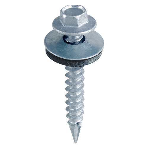 TIMco Slash Point Sheet Metal to Timber Screws Silver with EPDM Washer - 6.3 x 80 - 100 Pieces