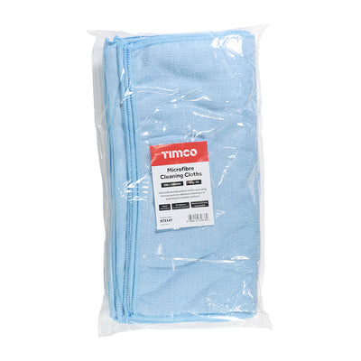 TIMCO Lint Free Highly Absorbent Microfibre Cleaning Cloths for Polishing, Washing, Waxing and Dusting, 10 Pack