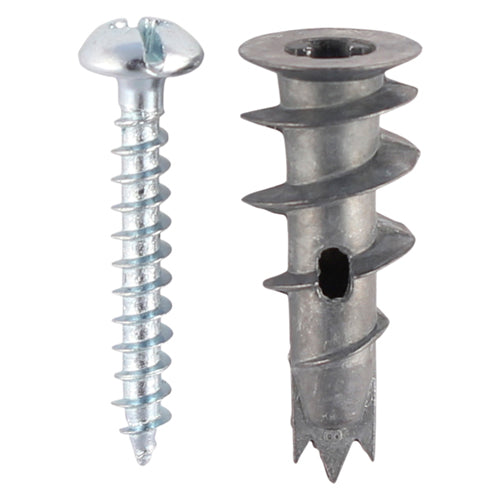 TIMco Plasterboard Metal Speed Plugs & Screws Silver - 31.5mm - 100 Pieces