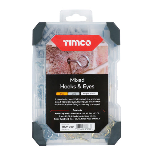 TIMco Hooks & Eyes Mixed Tray
 - 133pcs - 1 Each