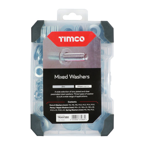 TIMco Washers Zinc Mixed Tray - 291pcs - 1 Each