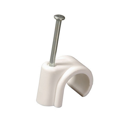 Nail In Pipe Clips White - 10mm