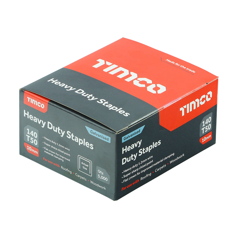TIMCO Heavy Duty Chisel Point Galvanised Staples  - 10mm - 5,ooo  Pack - Pack Quantity - 5000