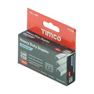 TIMCO Heavy Duty Chisel Point Galvanised Staples  - 8mm - Pack Quantity - 1000