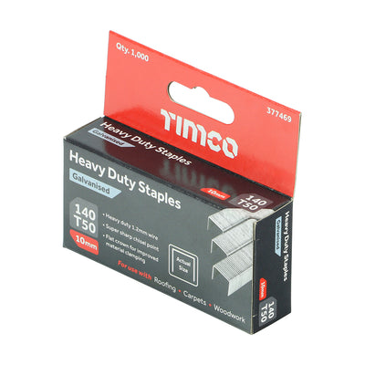 TIMCO Heavy Duty Chisel Point Galvanised Staples  - 10mm - Pack Quantity - 1000