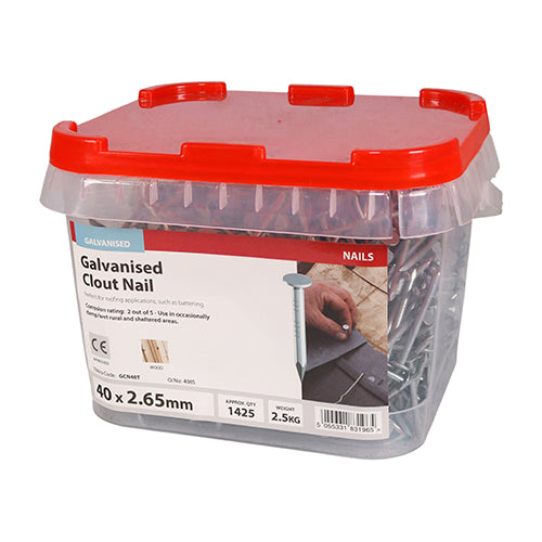TIMCO Clout Nails Galvanised - 40 x 2.65 - Pack Quantity - 2.5 Kg