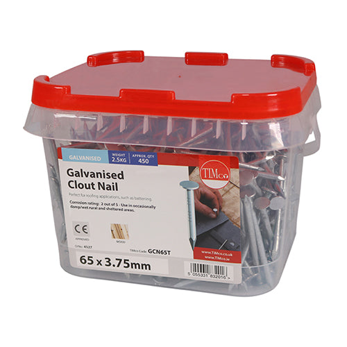 TIMCO Clout Nails Galvanised - 65 x 3.75 - Pack Quantity - 2.5 Kg