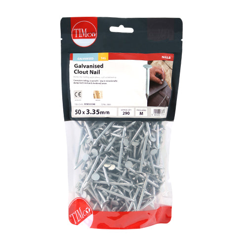 TIMCO Clout Nails Galvanised - 50 x 3.35 - Pack Quantity - 1 Kg