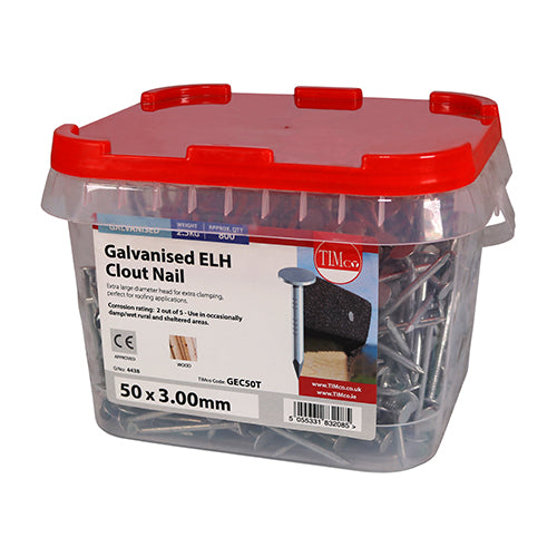 TIMCO Extra Large Head Clout Nails Galvanised - 50 x 3.00 - Pack Quantity - 2.5 Kg