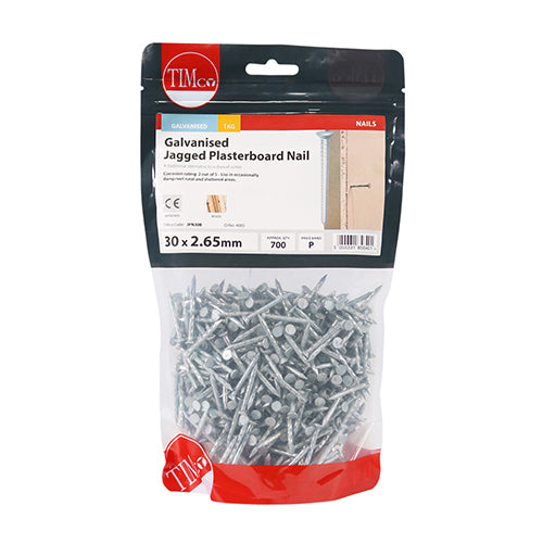 TIMCO Jagged Plasterboard Nails Galvanised - 30 x 2.65 - Pack Quantity - 25 Kg