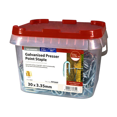 TIMCO Presser Point Staples Galvanised - 30 x 3.35 - Pack quantity - 2.5 Kg