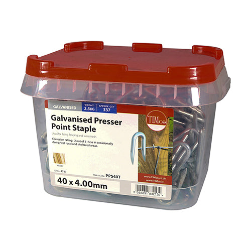 TIMCO Presser Point Staples Galvanised - 40 x 4.00 - Pack quantity - 2.5 Kg