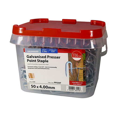 TIMCO Presser Point Staples Galvanised - 50 x 4.00 - Pack quantity - 2.5 Kg