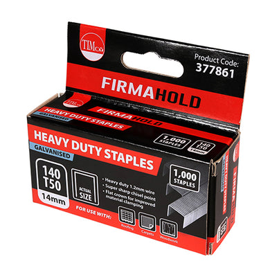 TIMCO Heavy Duty Chisel Point Galvanised Staples  - 14mm - Pack Quantity - 1000