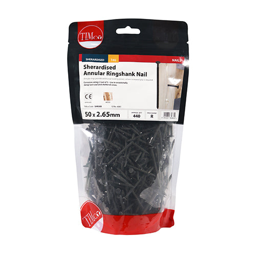 TIMCO Annular Ringshank Nails Sherardised - 50 x 2.65 - Pack Quantity - 1 Kg
