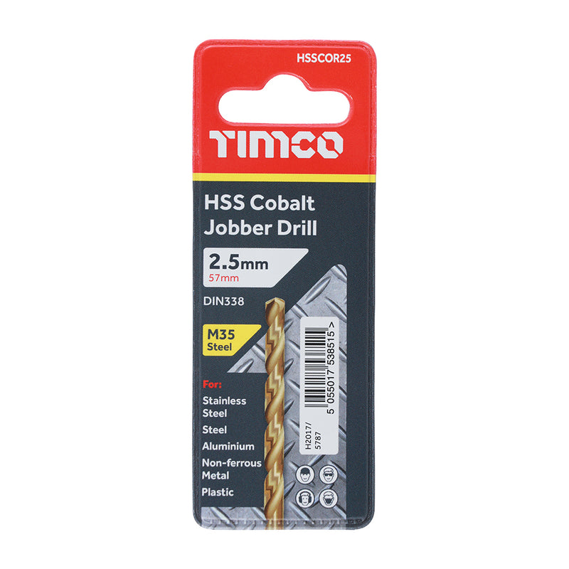 TIMco Ground Jobber Drills - Cobalt M35 - 2.5mm - 1 Piece