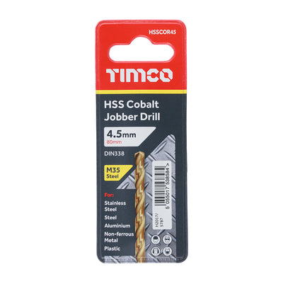 TIMco Ground Jobber Drills - Cobalt M35 - 4.5mm - 1 Piece