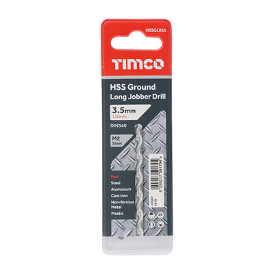 TIMco Ground Long Jobber Drills HSS M2 - 3.5mm - 1 Piece