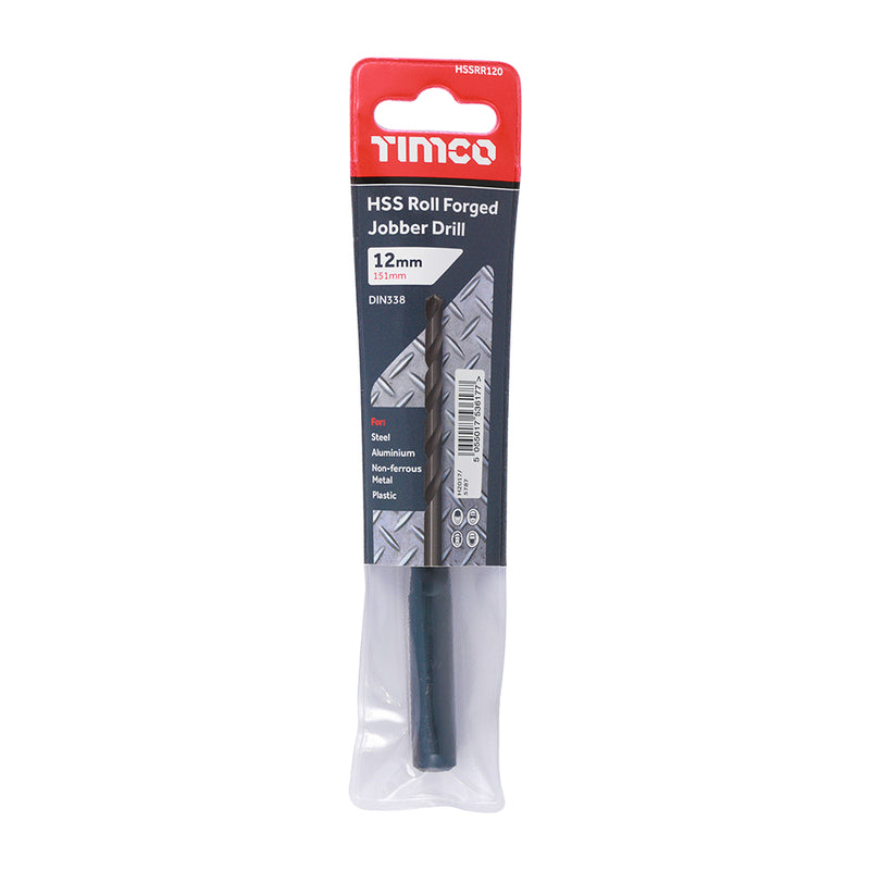 TIMco Roll Forged Jobber Drills HSS - 12.0mm - 5 Pieces