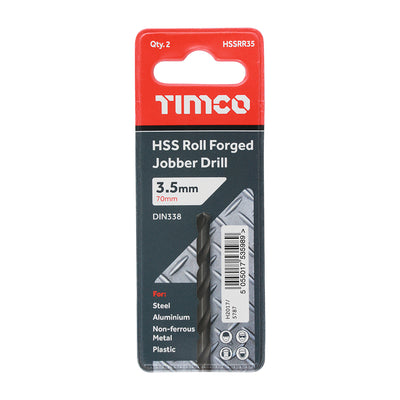 TIMco Roll Forged Jobber Drills HSS - 3.5mm - 10 Pieces