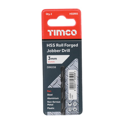 TIMco Roll Forged Jobber Drills HSS - 3.0mm - 10 Pieces