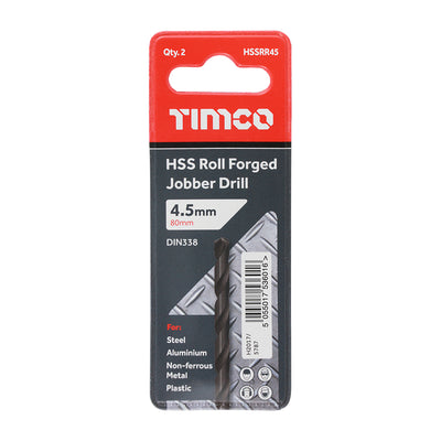 TIMco Roll Forged Jobber Drills HSS - 4.8mm - 10 Pieces