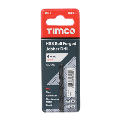 TIMco Roll Forged Jobber Drills HSS - 4.0mm - 10 Pieces