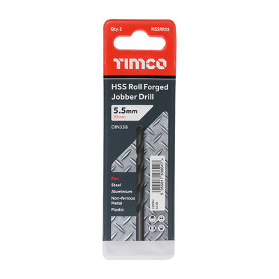 TIMco Roll Forged Jobber Drills HSS - 5.5mm - 10 Pieces