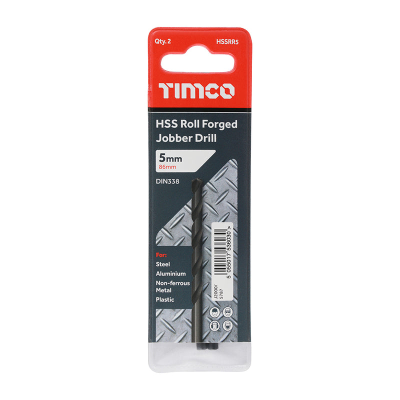TIMco Roll Forged Jobber Drills HSS - 5.0mm - 10 Pieces