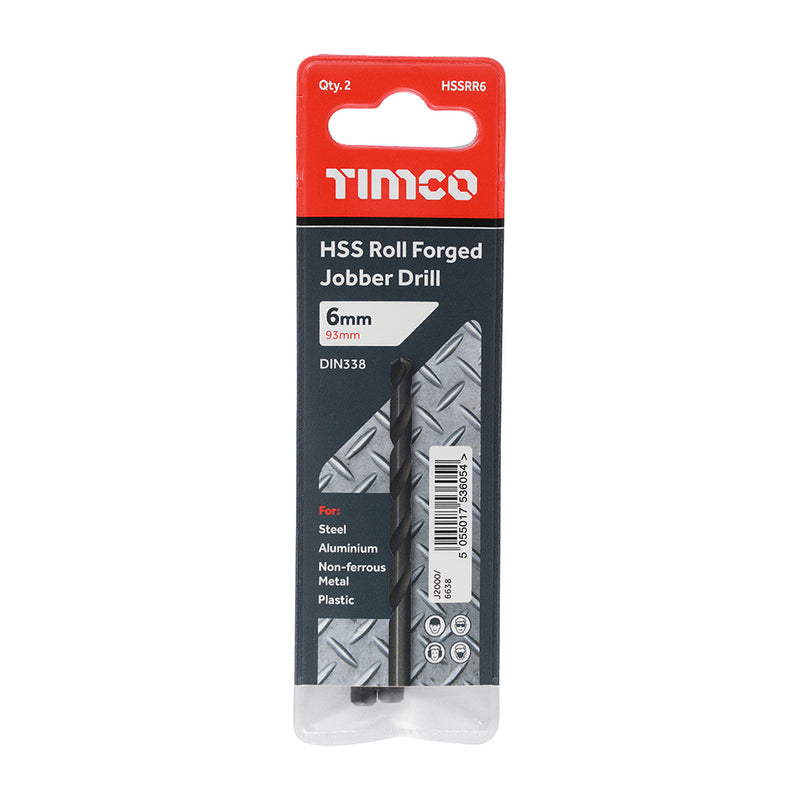 TIMco Roll Forged Jobber Drills HSS - 6.0mm - 10 Pieces