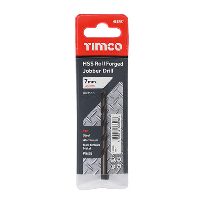 TIMco Roll Forged Jobber Drills HSS - 7.0mm - 10 Pieces