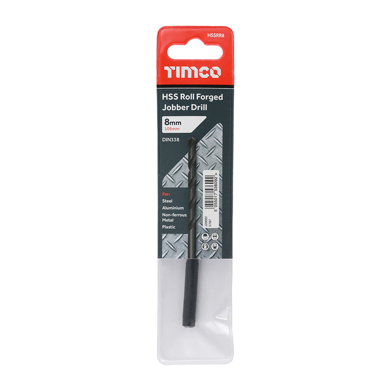 TIMco Roll Forged Jobber Drills HSS - 8.0mm - 5 Pieces