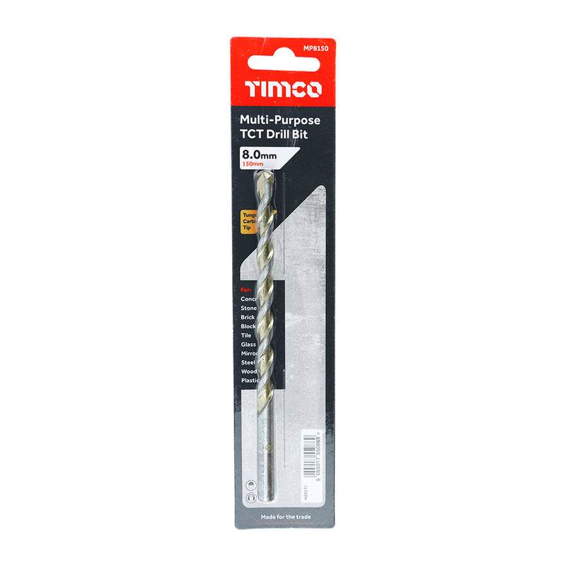 TIMco TCT Multi-Purpose Drill Bits - 8.0 x 150 - 1 Piece