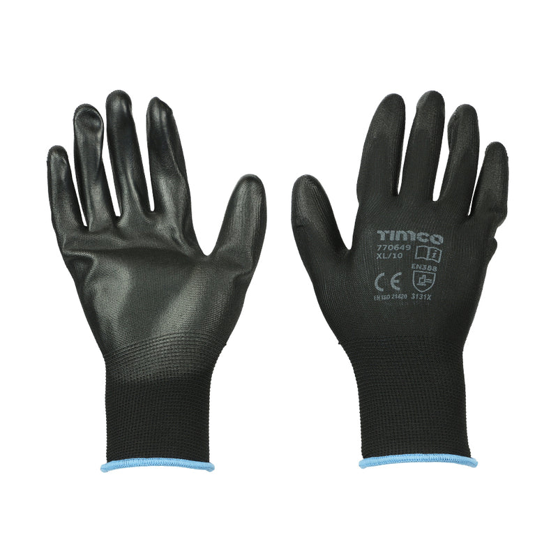 TIMCO Durable Grip PU Coated Polyester Gloves - X Large