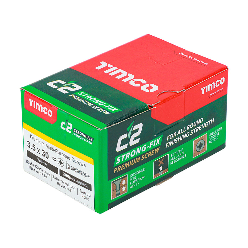TIMco C2 Strong-Fix Multi-Purpose Premium Countersunk Gold Woodscrews - 4.0 x 25 - 1700 Pieces