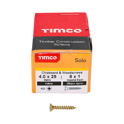TIMco Solo Countersunk Gold Woodscrews - 4.0 x 40 - 1000 Pieces Tub