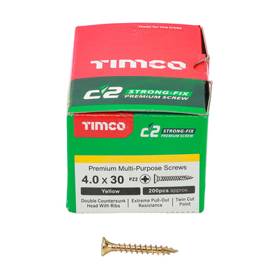 TIMco C2 Strong-Fix Multi-Purpose Premium Countersunk Gold Woodscrews - 4.0 x 30 - 1500 Pieces