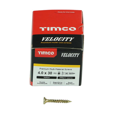 TIMco Velocity Premium Multi-Use Countersunk Gold Woodscrews - 4.0 x 30 - 1500 Pieces