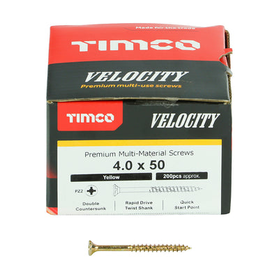 TIMco Velocity Premium Multi-Use Countersunk Gold Woodscrews - 4.0 x 50 - 800 Pieces