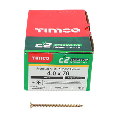 TIMco C2 Strong-Fix Multi-Purpose Premium Countersunk Gold Woodscrews - 4.0 x 80 - 400 Pieces