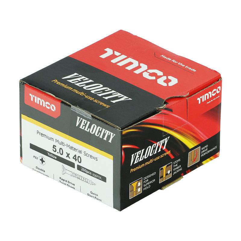 TIMco Velocity Premium Multi-Use Countersunk Gold Woodscrews - 5.0 x 40 - 800 Pieces