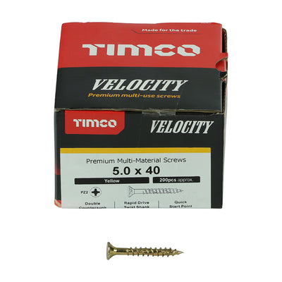 TIMco Velocity Premium Multi-Use Countersunk Gold Woodscrews - 5.0 x 40 - 800 Pieces