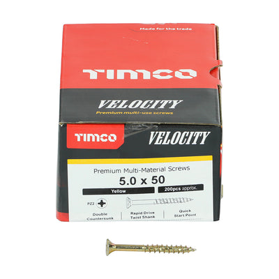 TIMco Velocity Premium Multi-Use Countersunk Gold Woodscrews - 5.0 x 50 - 600 Pieces