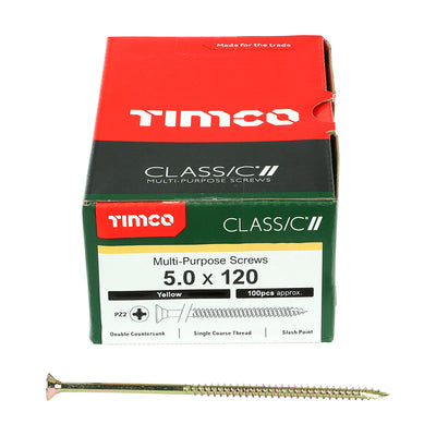 TIMco Classic Multi-Purpose Countersunk Gold Woodscrews - 5.0 x 120 - 100 Pieces