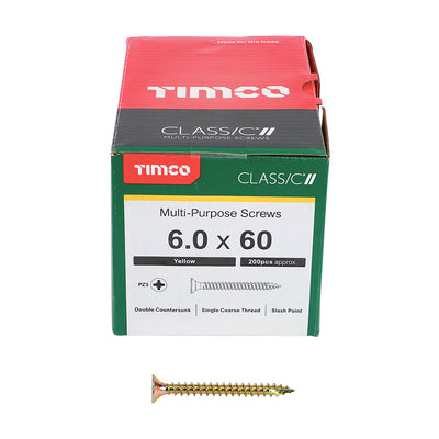 TIMco Classic Multi-Purpose Countersunk Gold Woodscrews - 6.0 x 60 - 200 Pieces