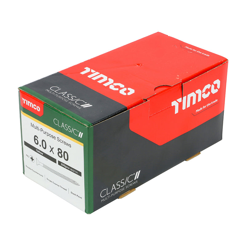 TIMco Classic Multi-Purpose Countersunk Gold Woodscrews - 6.0 x 80 - 200 Pieces