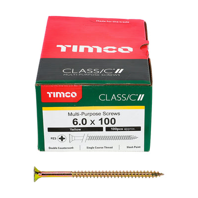 TIMco Classic Multi-Purpose Countersunk Gold Woodscrews - 6.0 x 100 - 100 Pieces