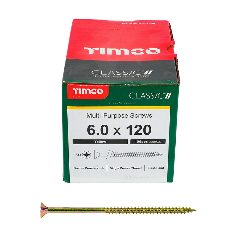 TIMco Classic Multi-Purpose Countersunk Gold Woodscrews - 6.0 x 120 - 100 Pieces